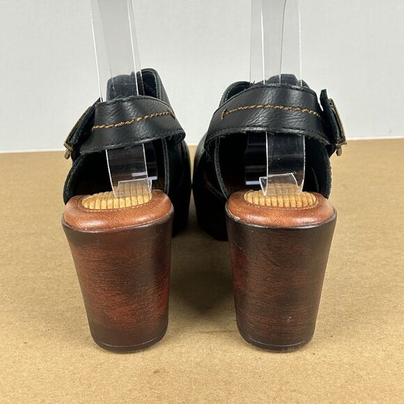 boc Cecila Slingback Clogs Womens 10 Black Faux Leather Block Heel Buckle - Picture 4 of 10